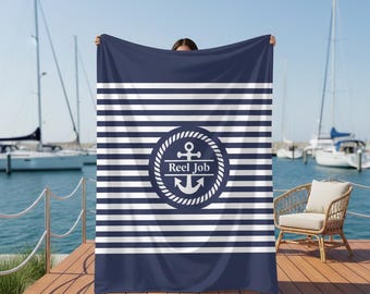 Custom Boat Gift Blanket Sailing Gifts For Captain Personalized Boat Name Bedding Gift For Houseboat Nautical Decor Blanket Gift Lakehouse