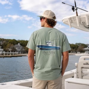Custom Boat T Shirt Fully Customizable Comfort Colors Cotton Tee Nautical Boat Design Casual Coastal Style for Men and Women