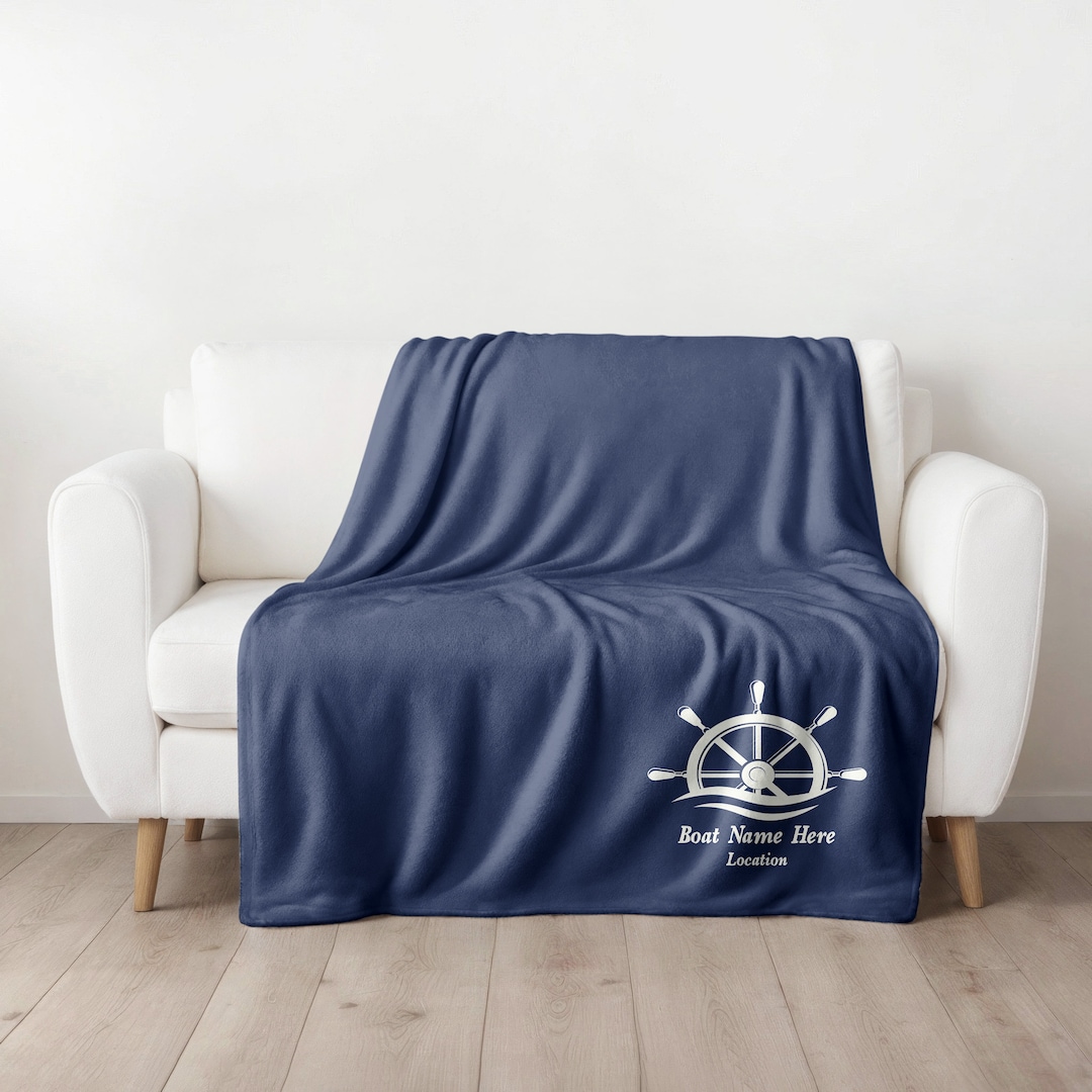 Boat Name Blanket Custom Boat Bedding, Boat Owner Gift, Gifts for