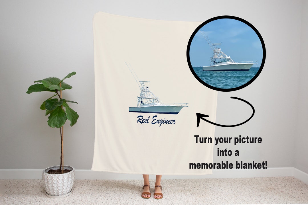 Boat Name Blanket Custom Boat Bedding, Boat Owner Gift, Gifts for