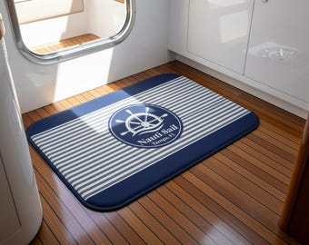 Personalized Boat Mat Custom Gift for Boat Personalized Marine Mat Nautical Boat Custom Boat Mat for Galley and Bath Boat Name Mat for Yacht