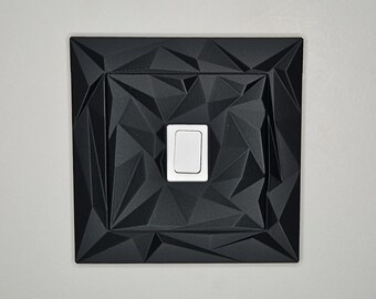 Geometric Square Light Switch Cover AND Surround | Modern Wall Plate Surround