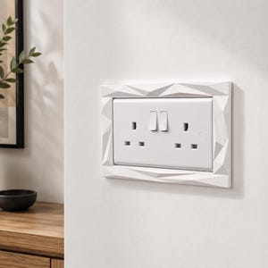 Geometric Plug Socket Surround | Modern Socket Frame | Decorative UK Socket Cover | Minimalist Wall Decor zdjęcie 3