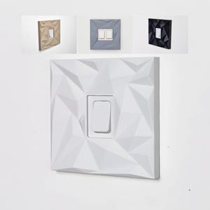 Modern light switch covers available in black, white and grey.