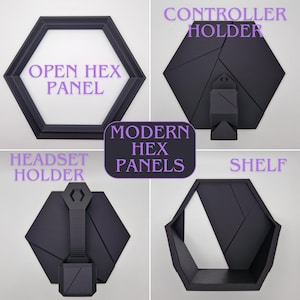 Hexagon Gaming Wall Panels Modern: Headset & Controller Holder Shelf image 6
