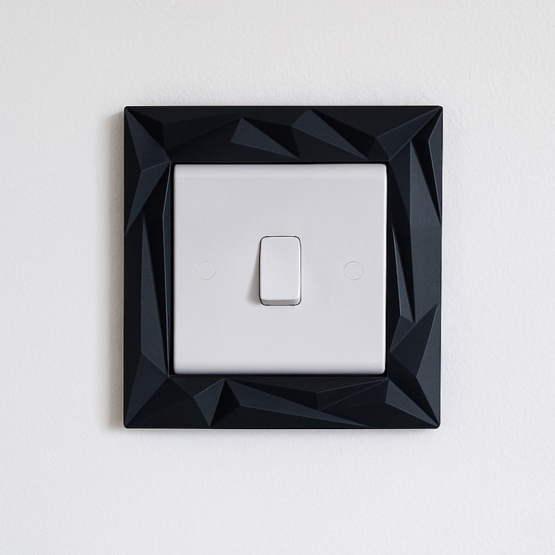 Modern Geometric Light Switch Surround | UK Light Switch Frame | Minimalist Switch Cover | Decorative Light Switch Border image 1