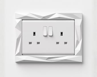 Geometric Plug Socket Surround | Modern Socket Frame | Decorative UK Socket Cover | Minimalist Wall Decor