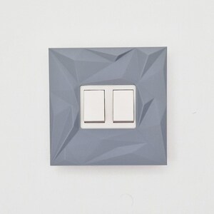 Coloured Light Switch Cover Surround | Self Adhesive Light Switch Cover | Decorative Switch Plate Cover | Colourful Light Switch Cover Gray