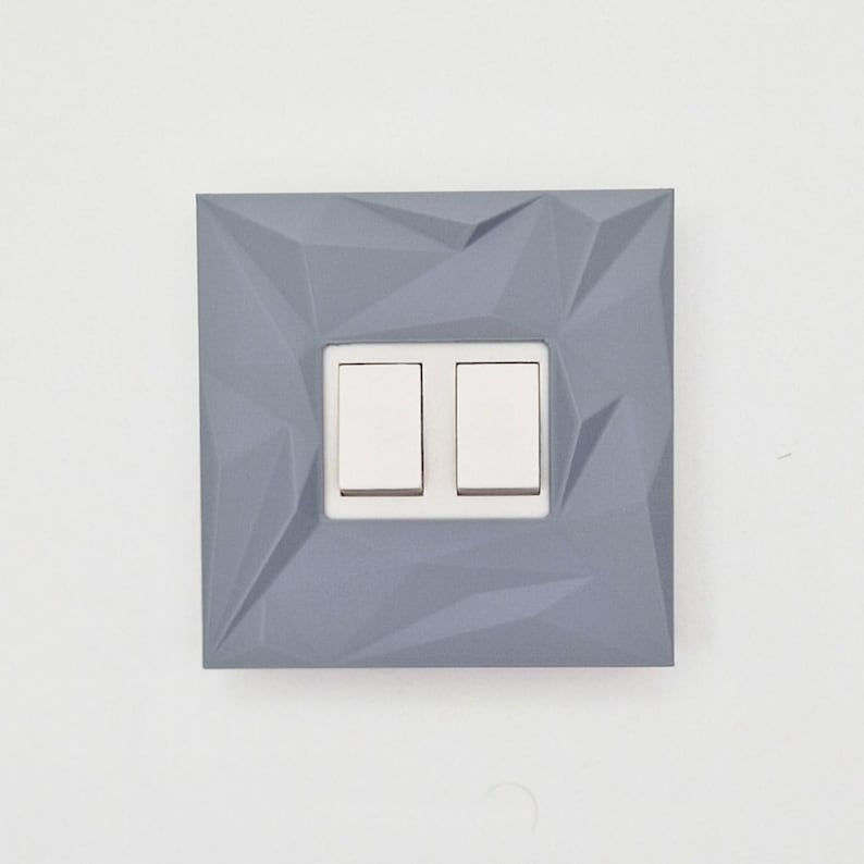 Coloured Light Switch Cover Surround | Self Adhesive Light Switch Cover | Decorative Switch Plate Cover | Colourful Light Switch Cover Gray