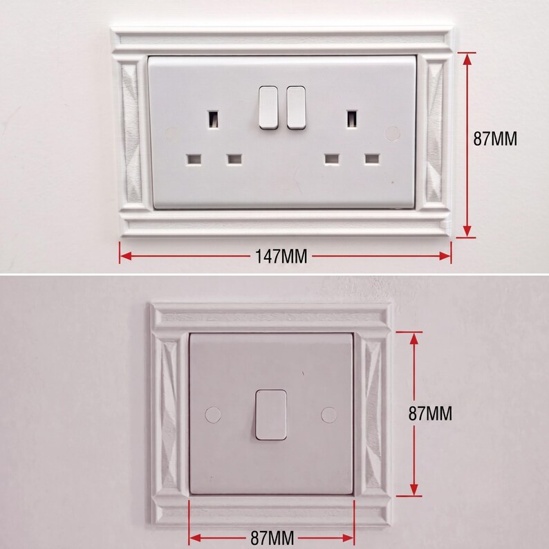 Modern Plug Socket Surround | Decorative UK Socket Cover | Minimalist Socket Frame | Wall Decor image 6