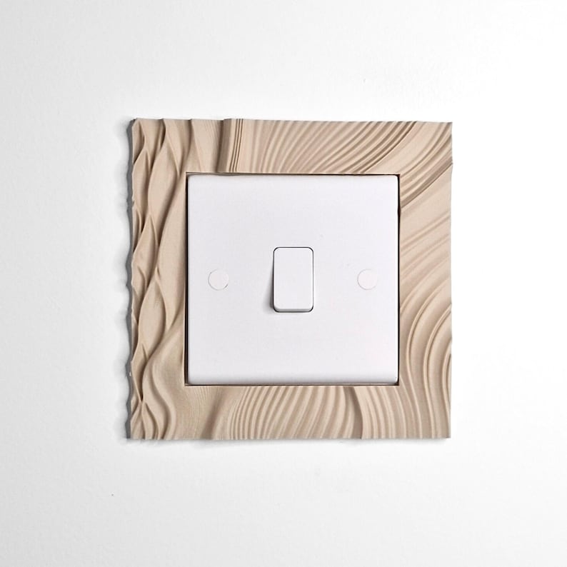 Wavy Light Switch Surround | Modern Light Switch Frame | Textured Switch Cover | Parametric Wall Decor image 1