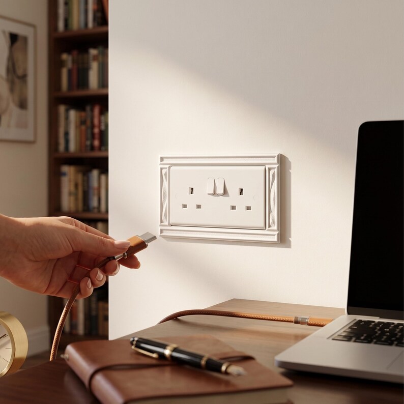 Modern Plug Socket Surround | Decorative UK Socket Cover | Minimalist Socket Frame | Wall Decor image 7