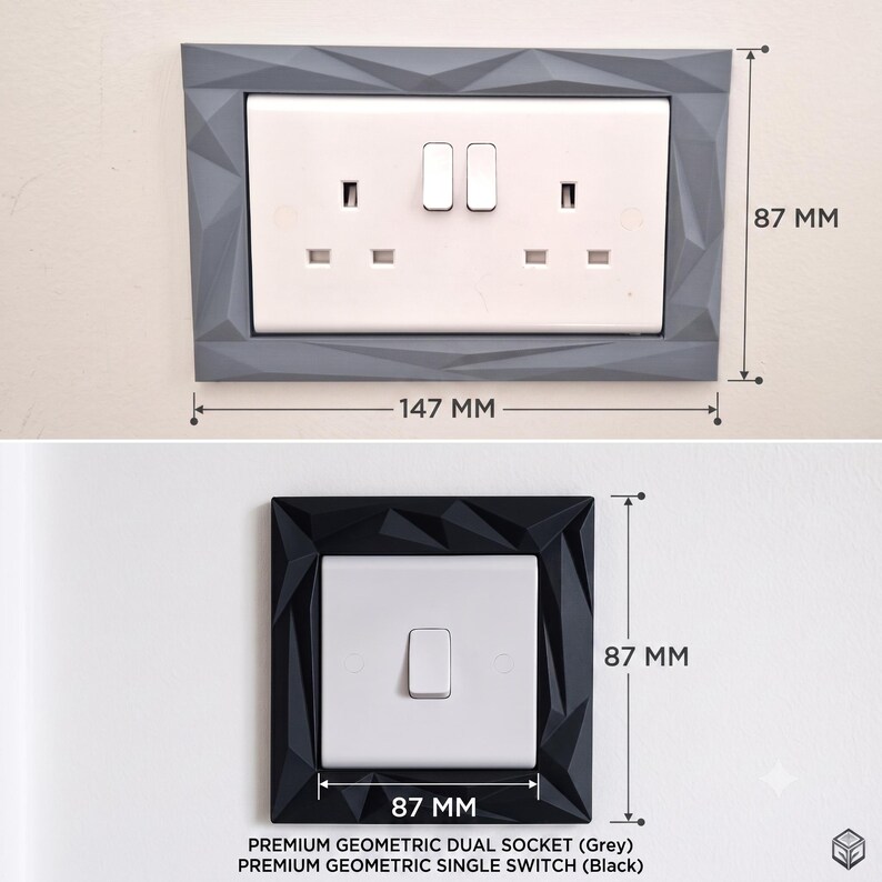 Geometric Plug Socket Surround | Modern Socket Frame | Decorative UK Socket Cover | Minimalist Wall Decor zdjęcie 10