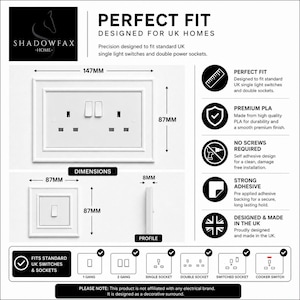 Modern Light Switch Surround | Decorative Switch Frame | Self Adhesive UK Light Switch Border | Minimalist Wall Decor image 8