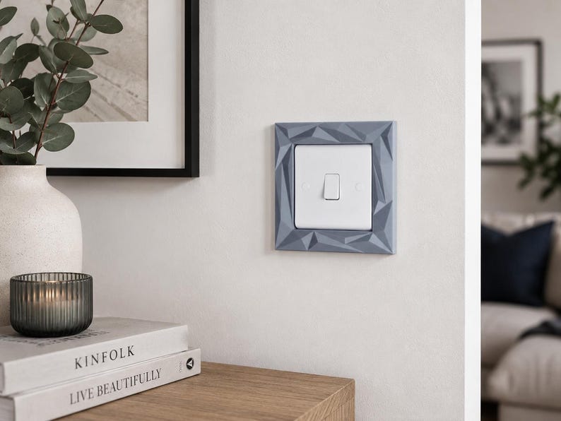Modern Geometric Light Switch Surround | UK Light Switch Frame | Minimalist Switch Cover | Decorative Light Switch Border image 7