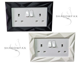 Plug Socket cover surround Matte Black/White