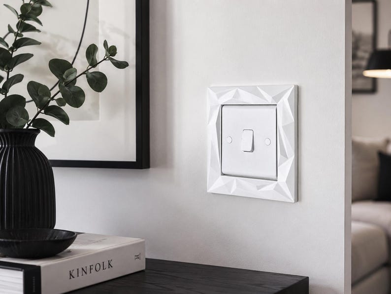 Modern Geometric Light Switch Surround | UK Light Switch Frame | Minimalist Switch Cover | Decorative Light Switch Border image 2