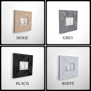 Modern Light Switch Cover | Geometric Switch Surround | Self Adhesive UK Light Switch Plate | Single & Double | Minimalist Home Decor image 9