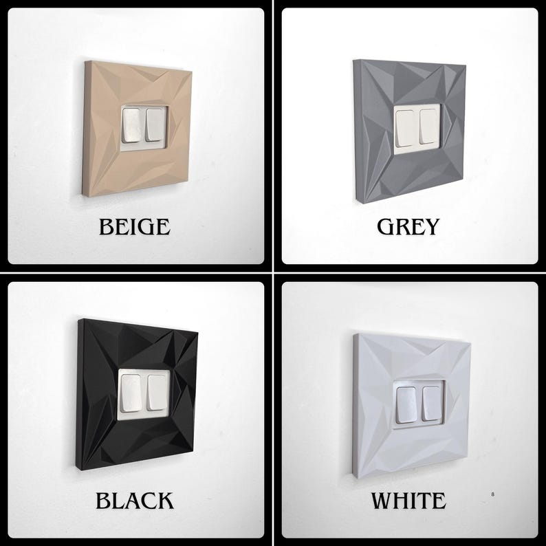 Modern Light Switch Cover | Geometric Switch Surround | Self Adhesive UK Light Switch Plate | Single & Double | Minimalist Home Decor image 9
