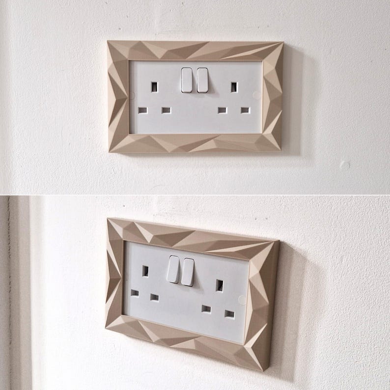 Plug Socket Surround Cover | Custom Socket Surround | Wall Socket Cover | Decorative Plug Surround | Unique Socket Plate Cover - Colours Beige