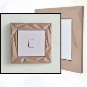 Modern Geometric Light Switch Surround | UK Light Switch Frame | Minimalist Switch Cover | Decorative Light Switch Border Beige
