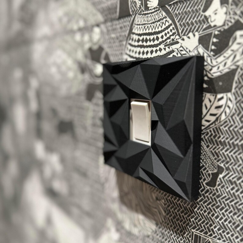 Modern Light Switch Cover | Geometric Switch Surround | Self Adhesive UK Light Switch Plate | Single & Double | Minimalist Home Decor image 3