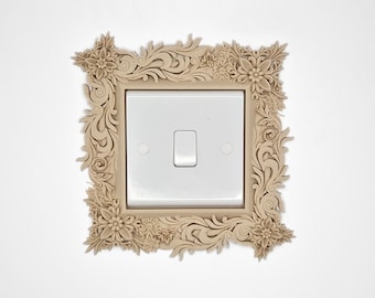 Floral Light Switch Surround | Baroque Switch Frame | Decorative UK Socket Cover | Wall Decor