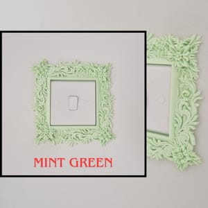 Floral Light Switch Surround | Baroque Switch Frame | Decorative UK Socket Cover | Wall Decor Mint Green