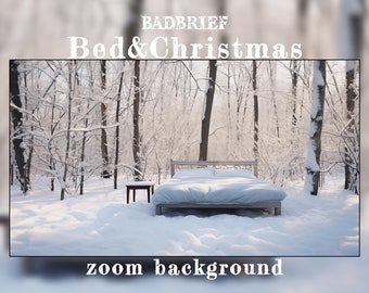 High Quality Zoom Background Snow 2 · Teams · Skype · Meet · Zoom / Snowy Forest with Bed / Fondo Virtual para Fotos , reuniones y vídeos.