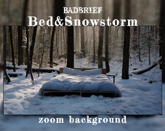 Bed in Snow Zoom Background 6 · Teams · Skype · Meet · Zoom / Snowy Forest with Bed 1 / Fondo Virtual · Fondo para Fotos · Video Background