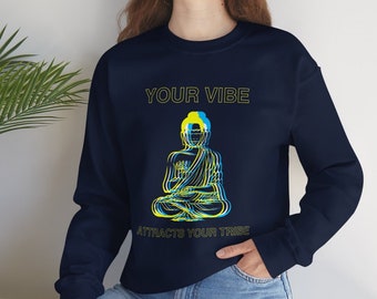 Buddha Vibes Crewneck Sweater Psychedelic Sweater Long Sleeve Cotton Sweater Street Wear Casual Sweater Spiritual Apparel Buddha Sweatshirt