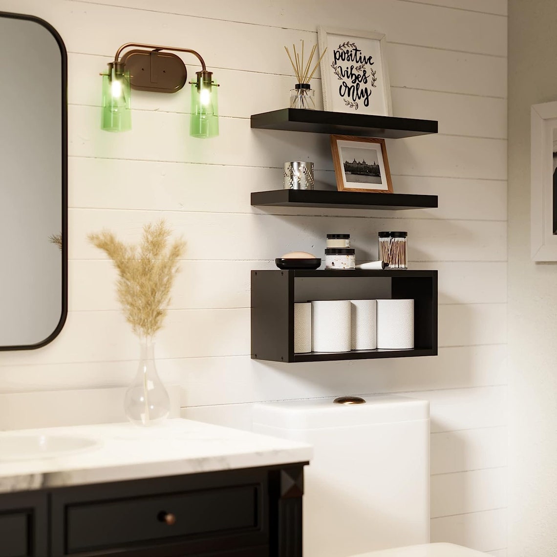 Set of 3 Modern Wooden Bathroom Handmade Shelves Bathroom Storage ...