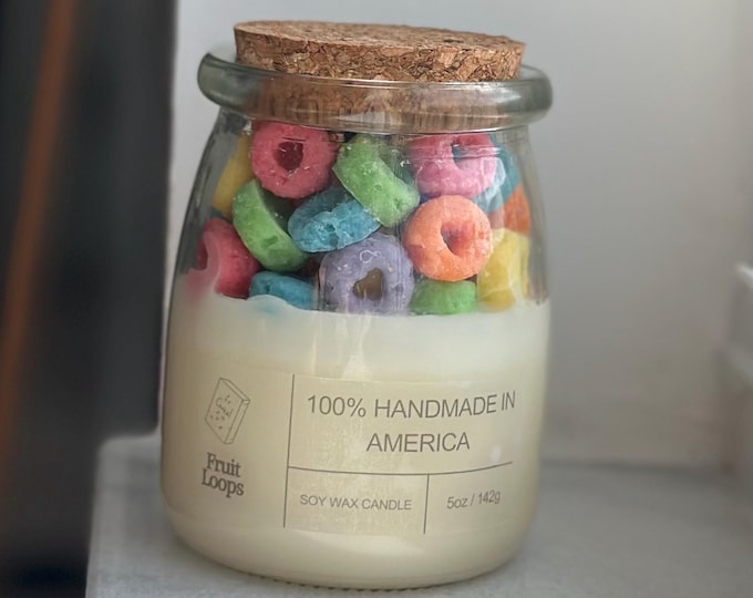 Nostalgic Gift for Friend Realistic Candle Gift Fruit Loops Candle Cereal Candle Throw Back Gift Birthday Present 90’s Baby Gift Vintage