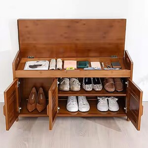 Oak 3 Tier Shoe Rack, Bench, Storage Shoe Shelf, Shelf Organizer, Entryway Storage Bench, sneaker head gift Ideal for Hallway, Bedroom, dorm