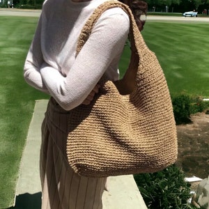 Large Summer Straw Bag Women's Woven Shoulder & Beach Handbag