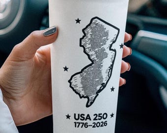 NJ 250 Jubiläum 1776-2026, New Jersey Map 20oz Tumbler |  Zustands-Konturensterne, Semiquincennial Cup