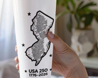 Feiern Sie Amerika Becher, New Jersey Karte 20 Unzen Reisebecher, 4. Juli Geschenk, 2026 Hinterhof-Teil Geschenk, 20 Unzen Becher, New Jersey Liebhaber