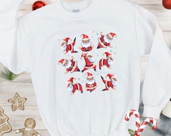 Zen Santa Yoga Sweatshirt: Verspielter Weihnachtsurlaub mit Rundhalsausschnitt