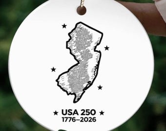 New Jersey Map USA 1776 2026 Keramikverzierung, 250-jähriges Jubiläum, 4.Juli