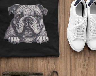 Bulldogge Grafik Baby T-Shirt: Bio-Baumwolle Haustier Liebhaber T-Shirt