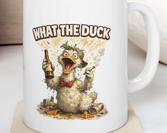 Fun Mug, Funny "What the Duck" Duck Coffee Mugs, Duck Meme Mug Humorous Coffee Mug Funny Adult Humor Mug, Birthday Mug Gift, Grad Gift