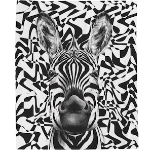 Wild Zebra Print Velveteen Blanket: Modern Plush Throw (50”x60”)