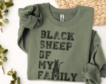 Schwarze Schafe Familie Sweatshirt: Gemütlicher Retro Halloween Rundhalsausschnitt