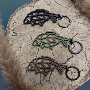 Porte-clés carpe | Carpe | Pêcheur | Pêche | Cadeau | Polygone | Poisson | Anniversaire papa frère | Noël Fête des Pères