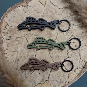 Schlüsselanhänger Zander | Zander | Raubfisch | Angler | Angeln | Geschenk | Polygon | Fisch | Papa Bruder Geburtstag | Weihnachten Vatertag
