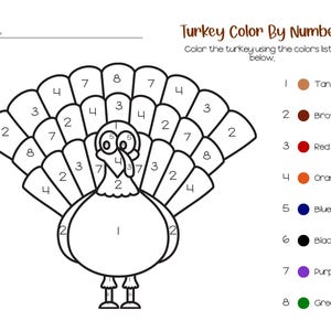 感謝祭の七面鳥の塗り絵 | 教室アクティビティ | Canva Proが必要です