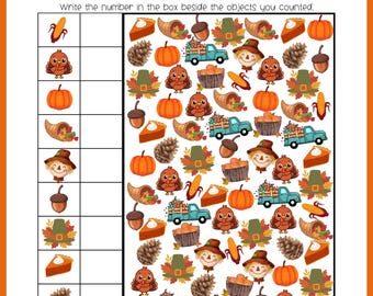 Fall I Spy Worksheet, Thanksgiving Activity | Canva Pro Required
