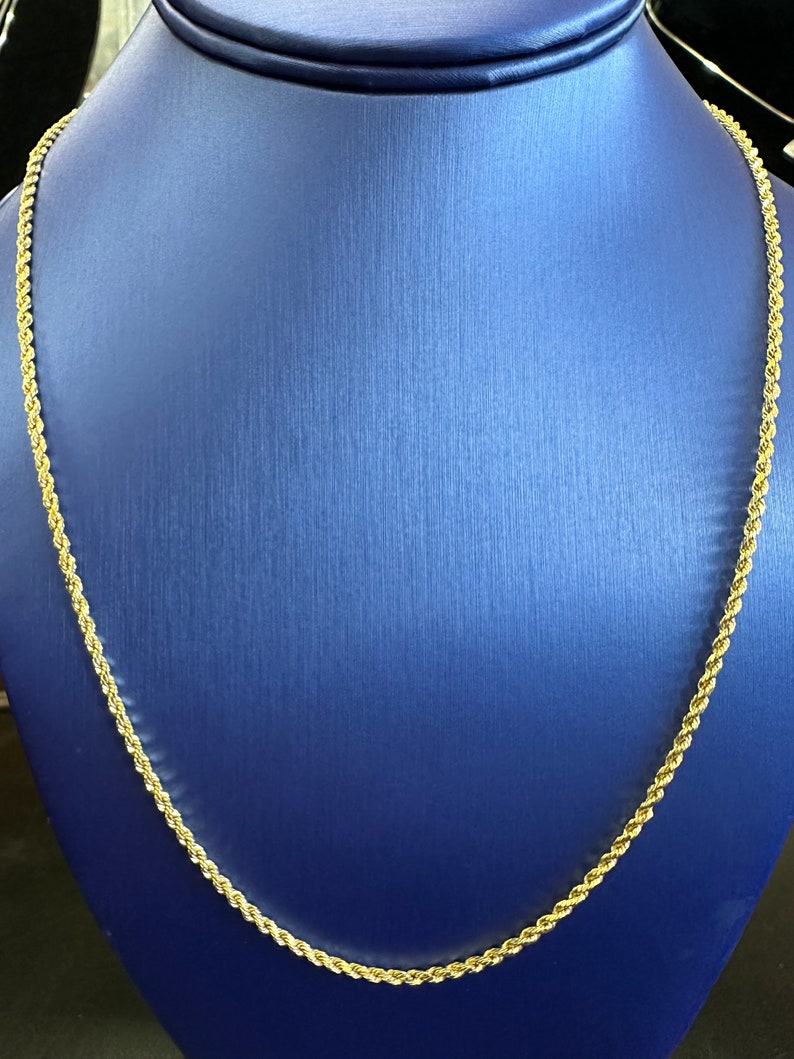 14K Gold Hollow Rope Chain 2mm 22 Inches Etsy