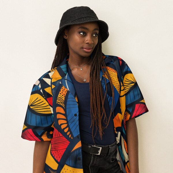 Streetwear Oversized Shirt Africa, Africa Pattern Leaves, Urban Shirt, Hip Hop Clothing, Eco Friendly Fashion, Vintage