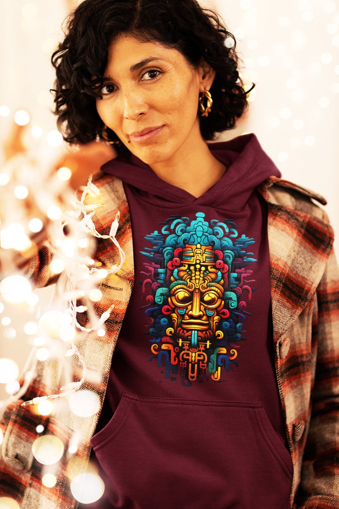 Psychedelic Hoodie, Psytrance, Maya Totem, Aztec Mask, Hallucinated ...